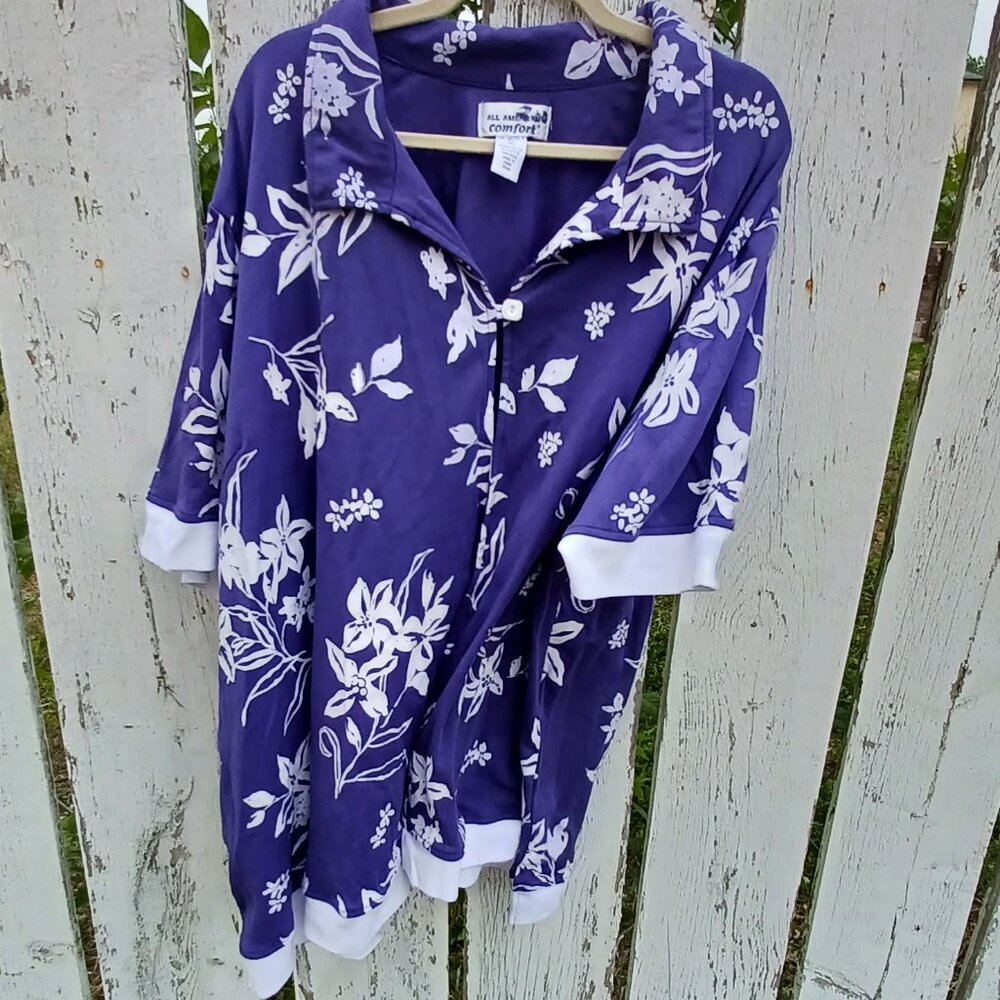 Coastal Grandma Resort All American Comfort Purple Cardigan with white florals
